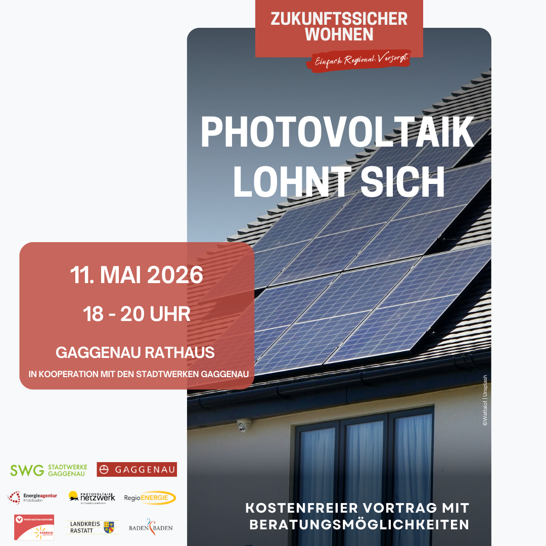 Photovoltaik lohnt sich – in Kooperation mit den Stadtwerken Gaggenau